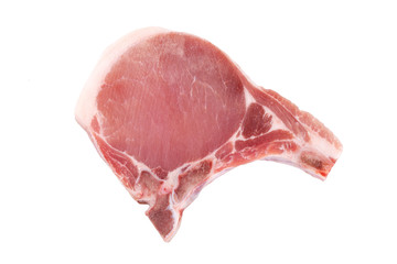 fresh pork chop on white background