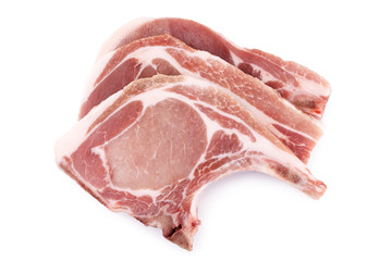 fresh pork chop on white background