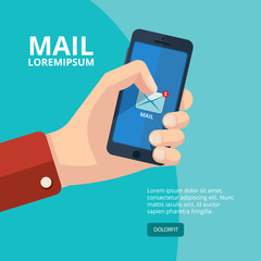 hand holding smartphone icons