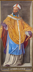 ROME, ITALY - MARCH 9, 2016: The fresco of the Doctor of the Church St. Ambrose in church Chiesa di...