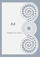 A4 paper lace greeting card, white pattern, cut-out template,  template congratulation, perforation pattern,  vector