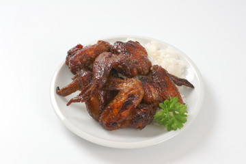 barbecue chicken wings with rice