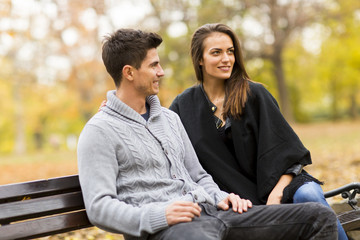 Couple in autumn park