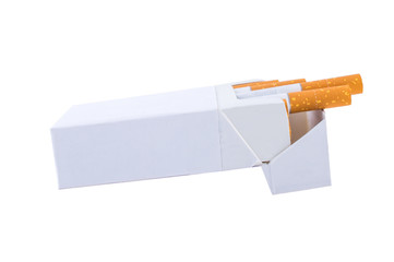 Cigarettes in pack isolated on white background