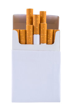 Cigarettes in pack isolated on white background