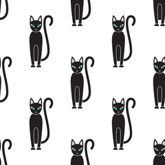 Seamless pattern. Cat on a white background.