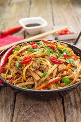 Chinese food on wok