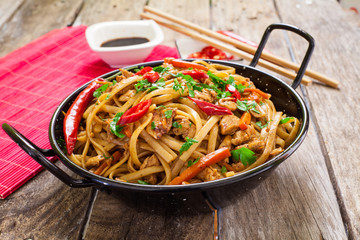 Chinese food on wok