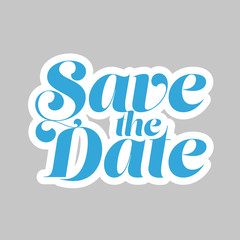 Save the Date lettering blue vector