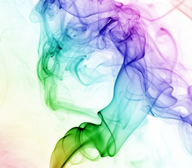 colored smoke on a white background