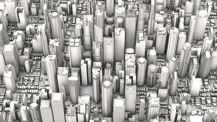 3d aerial city