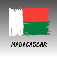Flag Of Madagascsar  - Grunge
