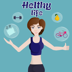 A vector illustration healthy lifestyle and girl