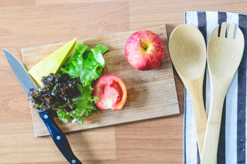 Fruit And Vegetable, Ingredients For Making Fresh Salad