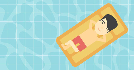 Man relaxing in swimming pool vector illustration.