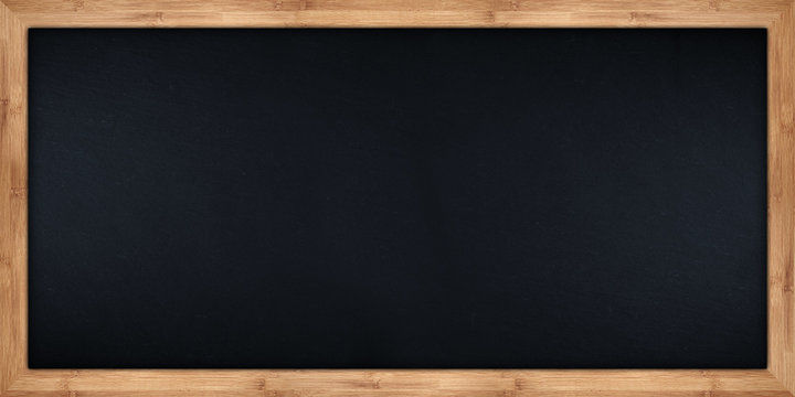 wide blackboard with wooden bamboo frame / Breite Kreidetafel mit Holzrahmen aus Bambus
