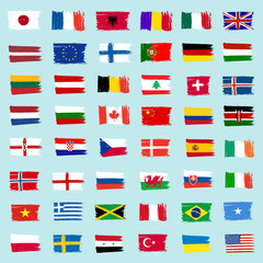 Set Of 48 Flags - Grunge