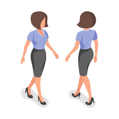 Vector isometric illustration of businesswoman.