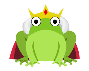 Fototapeta premium King frog with red cape and crown