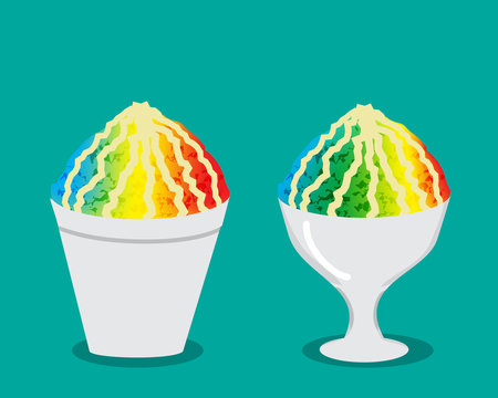 Hawaiian Shave Ice With Rainbow Color