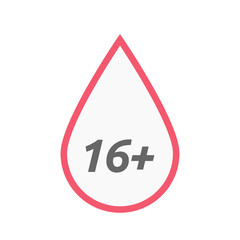 Isolated line art blood drop icon with    the text 16+