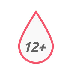 Isolated line art blood drop icon with    the text 12+