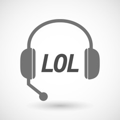 Isolated  headset icon with    the text LOL