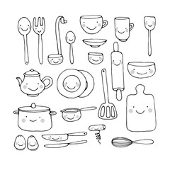A set of kitchen utensils.