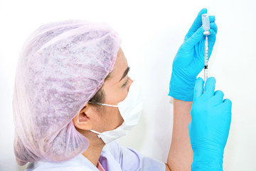 Fototapeta premium Syringe, medical injection in hand