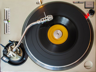 top view of a vintage turn table