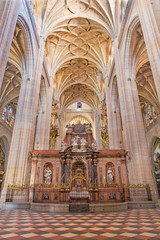 Fototapeta na wymiar SEGOVIA, SPAIN, APRIL - 15, 2016: The nave of Cathedral Nuestra Senora de la Asuncion y de San Frutos de Segovia.