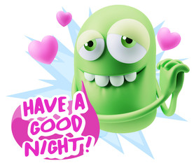  3d Rendering. Emoji in love with hearts shapes saying Have A Go