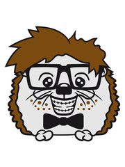 shall fly grin clasp nerd geek smart intelligent stupid freak funny naughty teenager hornbrille hedgehog comic cartoon