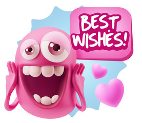 3d Rendering. Love Emoticon Face with hands on cheeks saying Bes