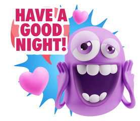 3d Rendering. Love Emoticon Face with hands on cheeks saying Hav