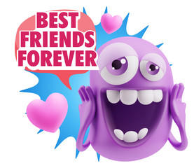 3d Rendering. Love Emoticon Face with hands on cheeks saying Bes