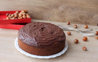 chocolate cake with nuts 