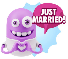 3d Rendering. Romantic Emoticon with hands forming a heart drawi