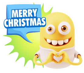 3d Rendering. Romantic Emoticon with hands forming a heart drawi