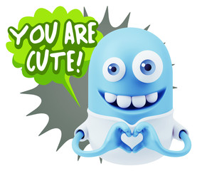 Obraz premium 3d Rendering. Romantic Emoticon with hands forming a heart drawi