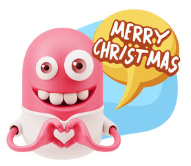 3d Rendering. Romantic Emoticon with hands forming a heart drawi