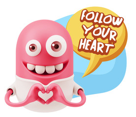 Obraz premium 3d Rendering. Romantic Emoticon with hands forming a heart drawi
