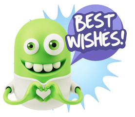 3d Rendering. Romantic Emoticon with hands forming a heart drawi