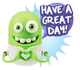 3d Rendering. Romantic Emoticon with hands forming a heart drawi