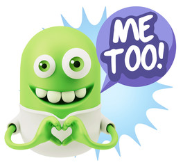3d Rendering. Romantic Emoticon with hands forming a heart drawi