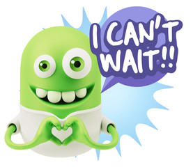 3d Rendering. Romantic Emoticon with hands forming a heart drawi