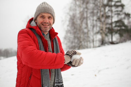 Man with snowball
