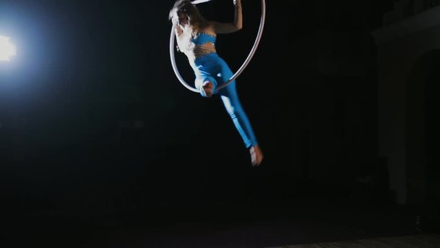 Air gymnastic on aerial hoop