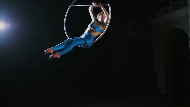 Air gymnastic on aerial hoop
