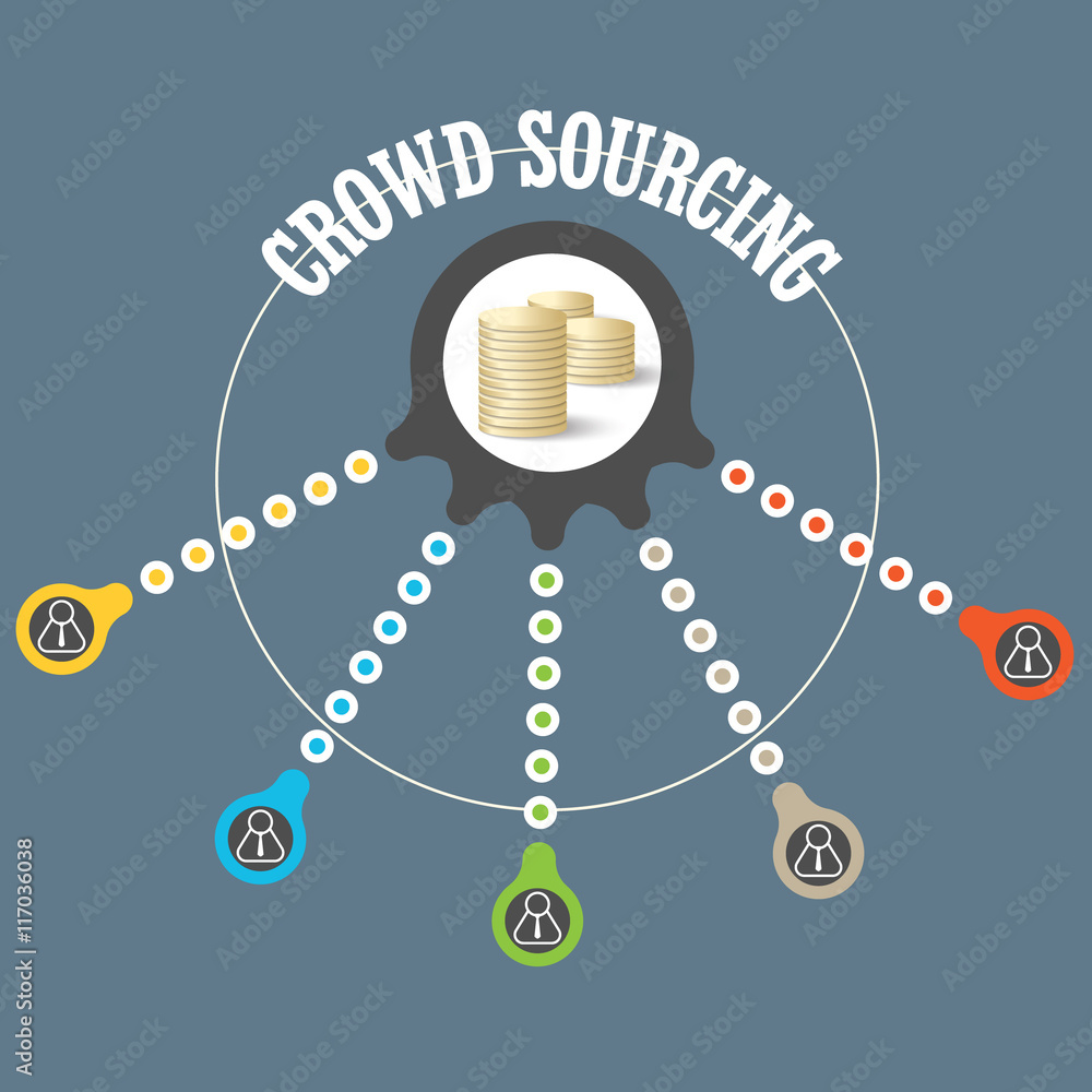 Poster vector circular object with theme of crowd sourcing